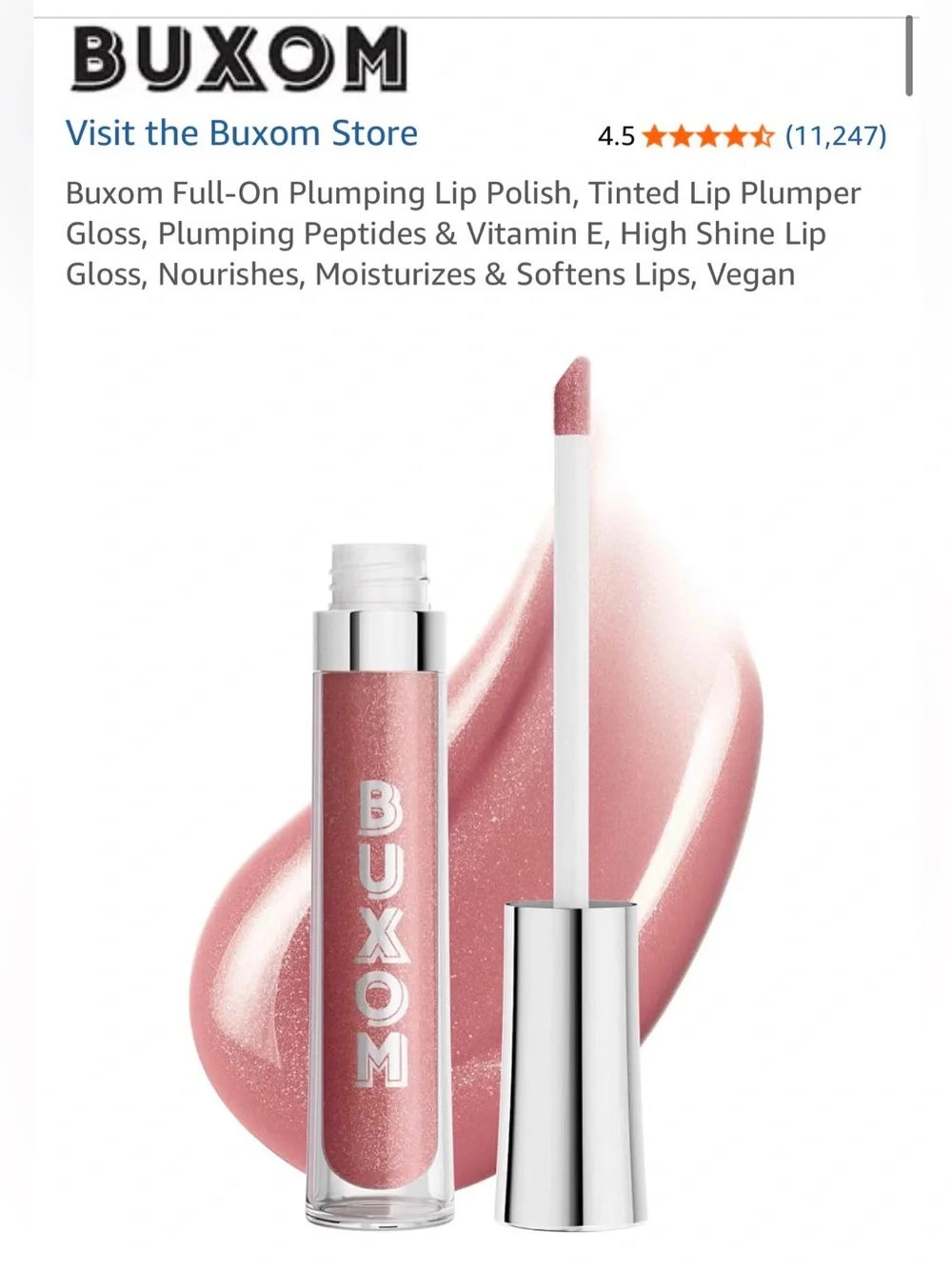 NIB Buxom Full-On Plumping Lip Polish Gloss in Sugar